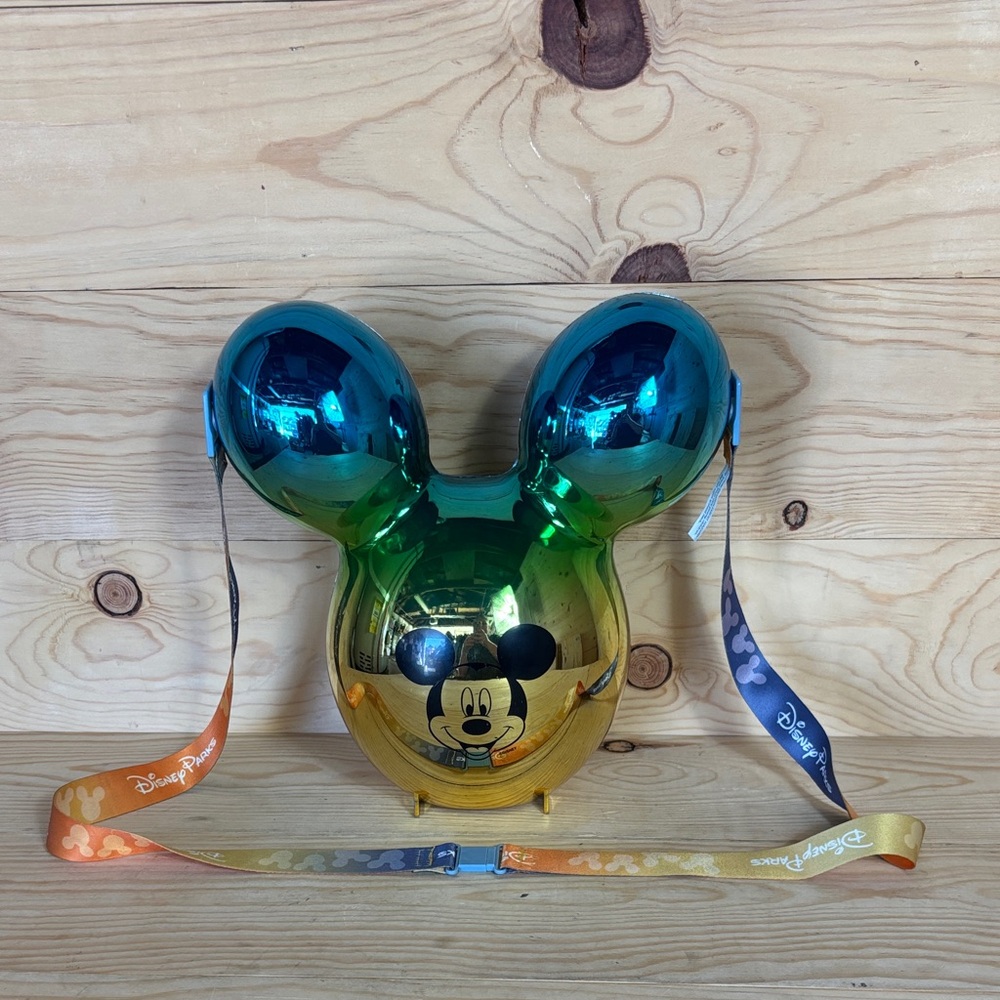 Disney Parks Metallic Blue and Green Mickey Mouse Popcorn Holder - Picture 1 of 7